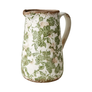 Kruik aardewerk wit groen